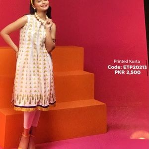 Indian Women’s Sleeveless Printed Kurta yellow/gold made in Pakistan Size 8